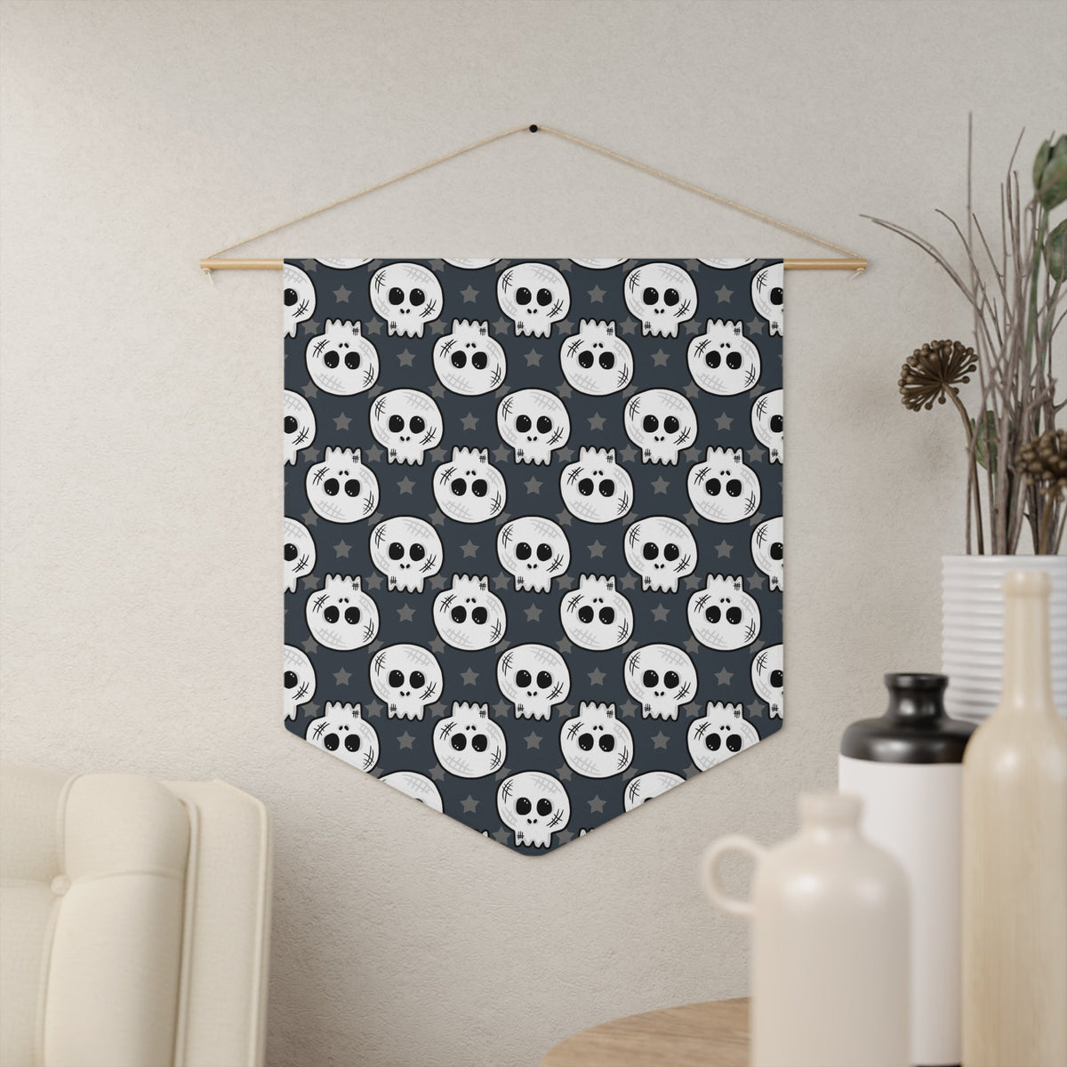 Skulls And Stars Halloween Decor Print Wall Hanging Banner Flag