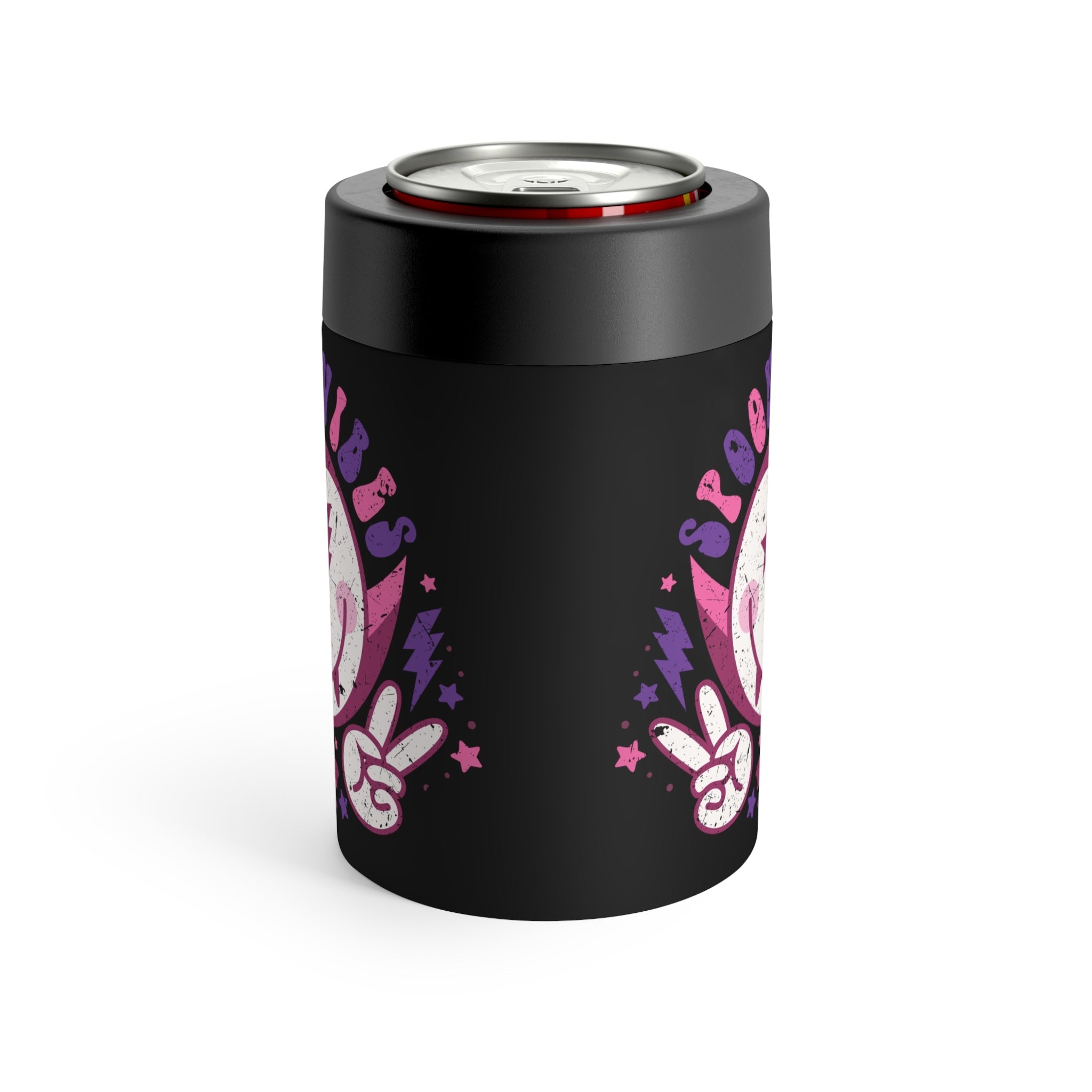 Spooky Vibes Cute Dracula Halloween Distressed Print Stainless Steel Can Holder
