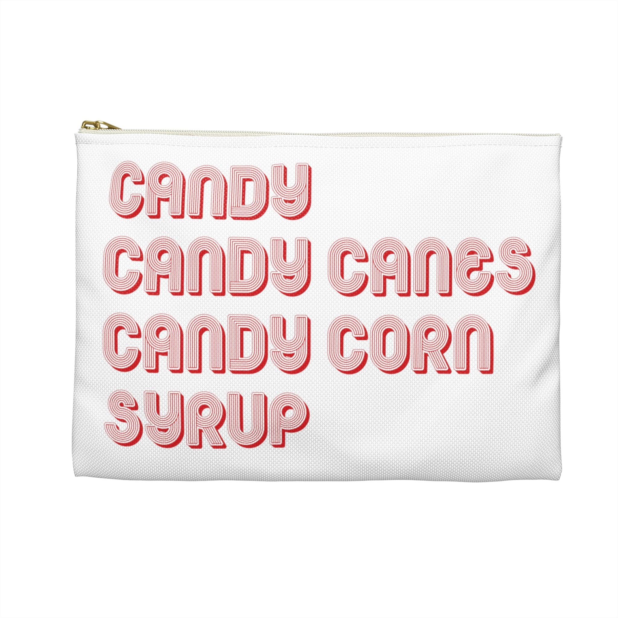 The Elf Four Main Food Groups Candy Candy Canes Candy Corn Syrup Christmas Elf Inspired Accessory Pouch Travel Bag