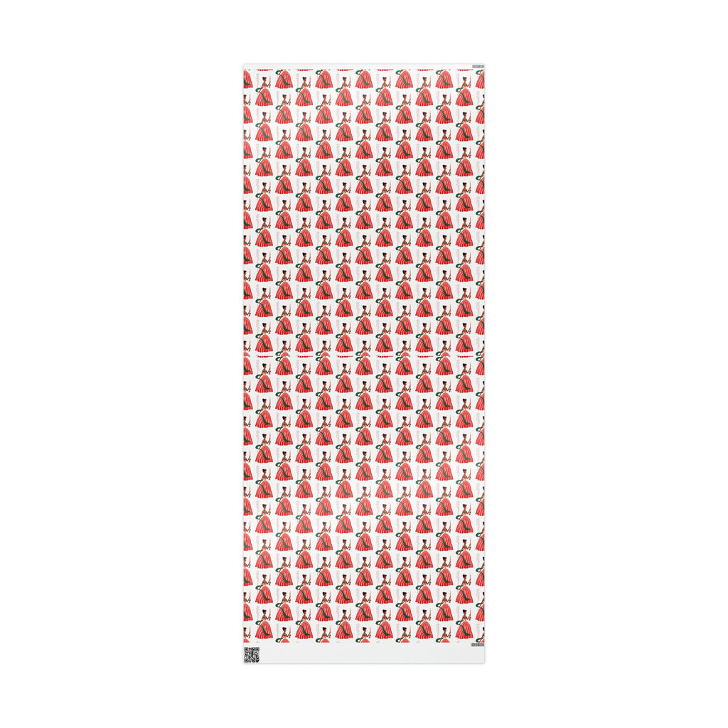Happy Holidays Christmas Lady With Candle Retro Christmas Print Holiday Gift Wrap Paper - Glossy Or Matte
