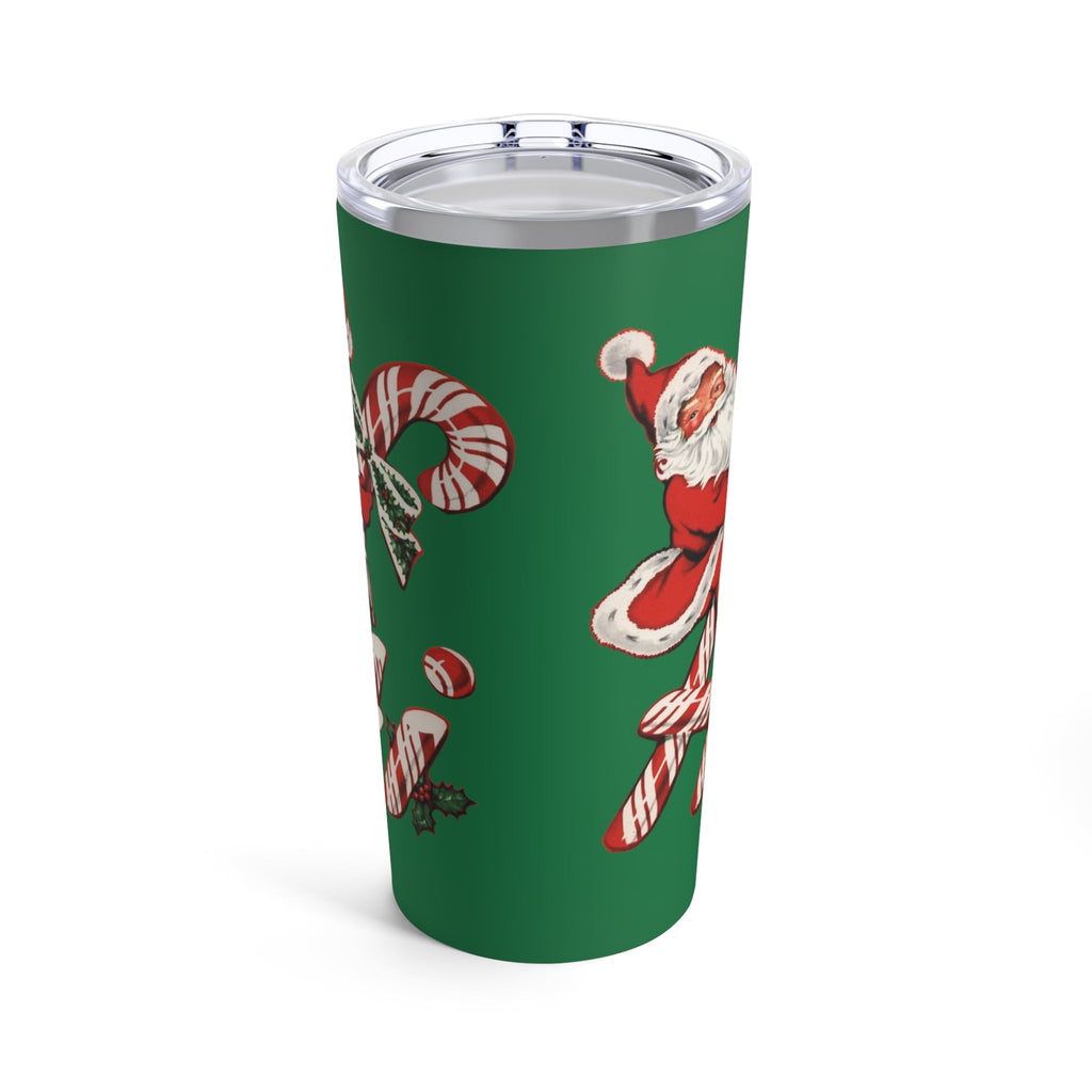 Hi Santa Candy Cane Retro Christmas Green Print Stainless Steel Tumbler 20oz