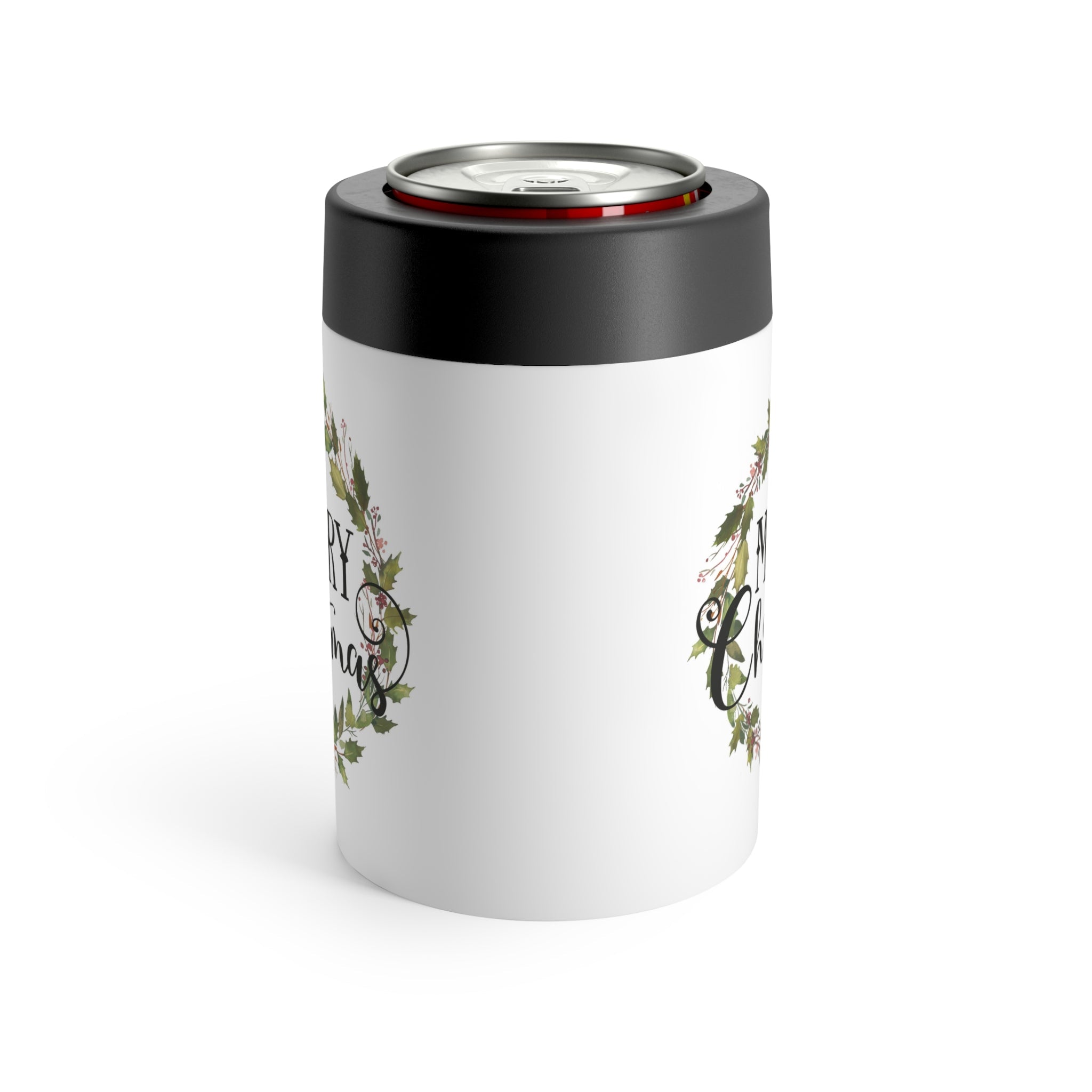 Merry Christmas Wreath Christmas Print Stainless Steel Can Holder