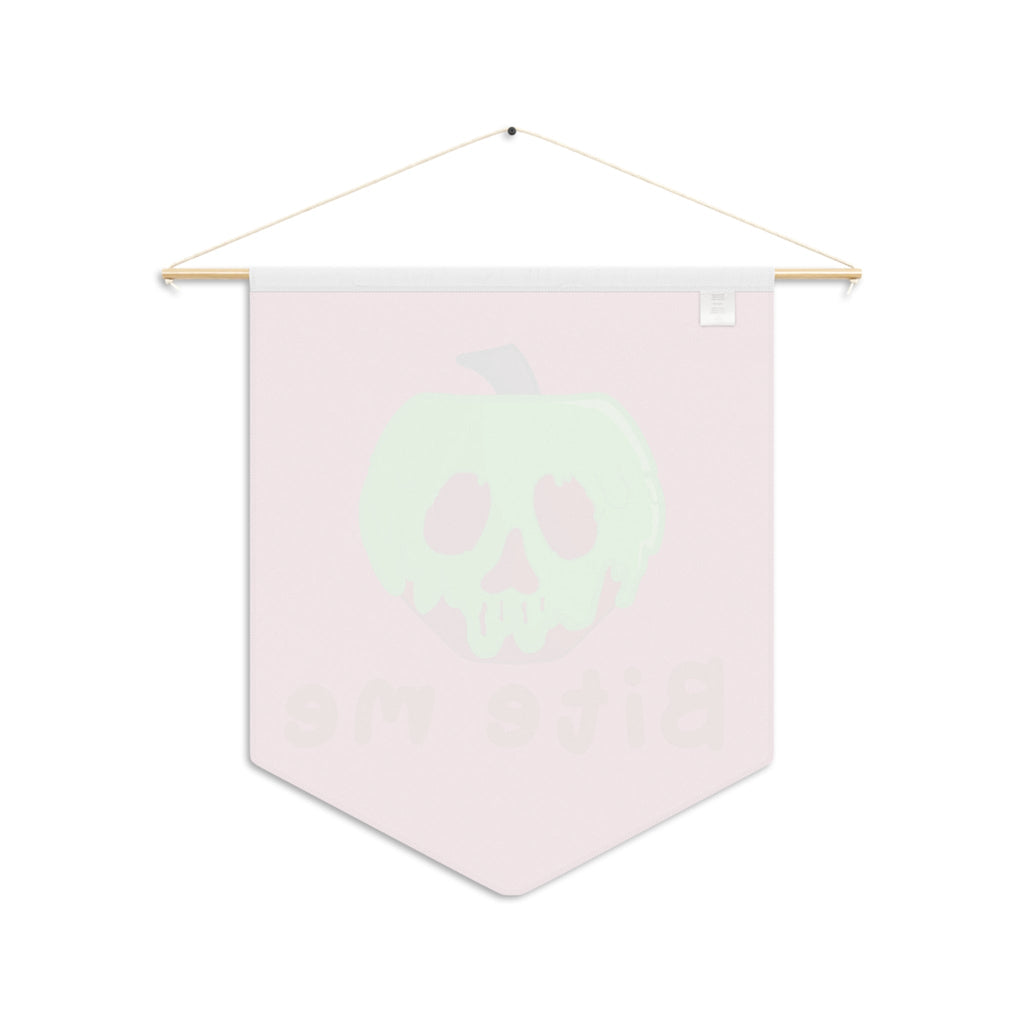 Bite Me Poison Apple Pink Halloween Decor Print Wall Hanging Banner Flag