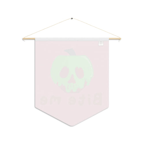 Bite Me Poison Apple Pink Halloween Decor Print Wall Hanging Banner Flag