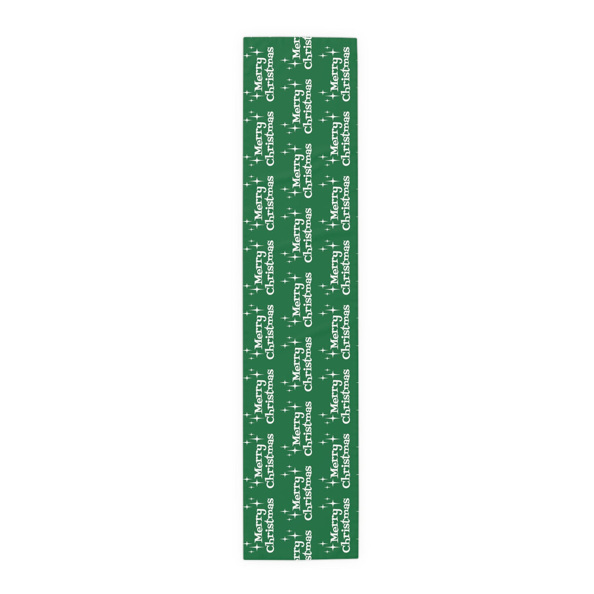 Merry Christmas Starburst Atomic Mid Century Retro Style Christmas Decor Green Cotton Poly Table Runner