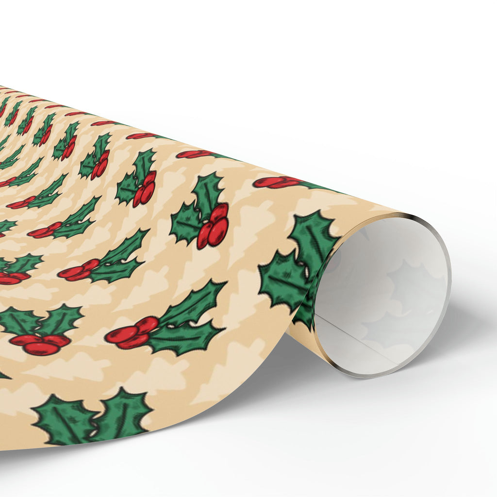 Cute Christmas Holly Trees Winter Christmas Print Holiday Gift Wrap Paper - Glossy Or Matte