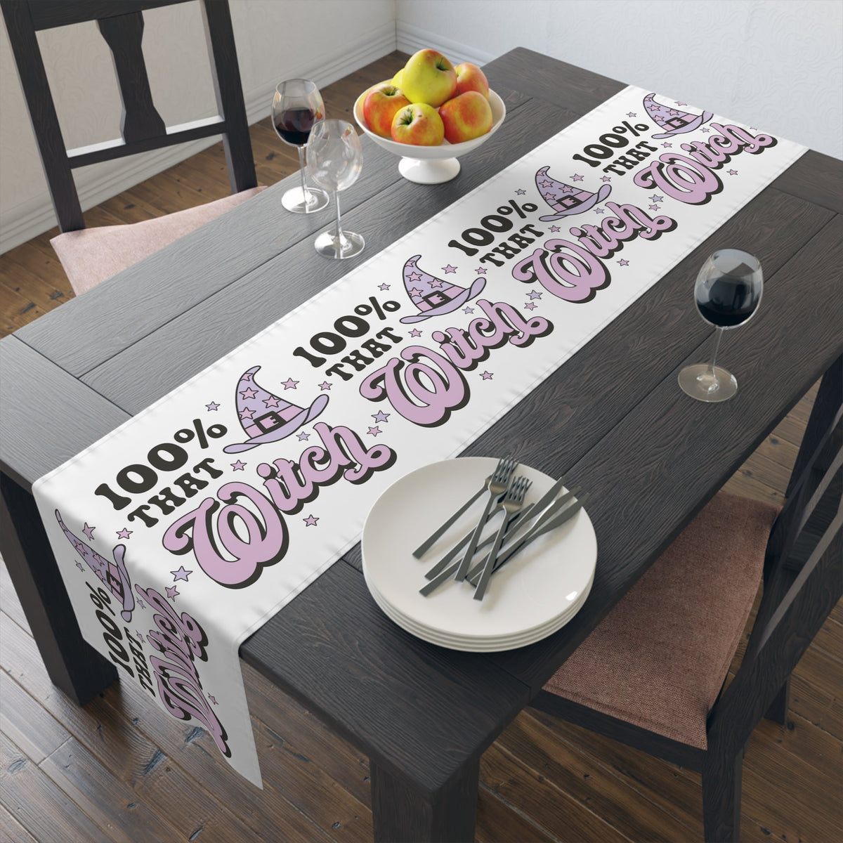100% That Witch Halloween Print Cotton Poly Table Runner