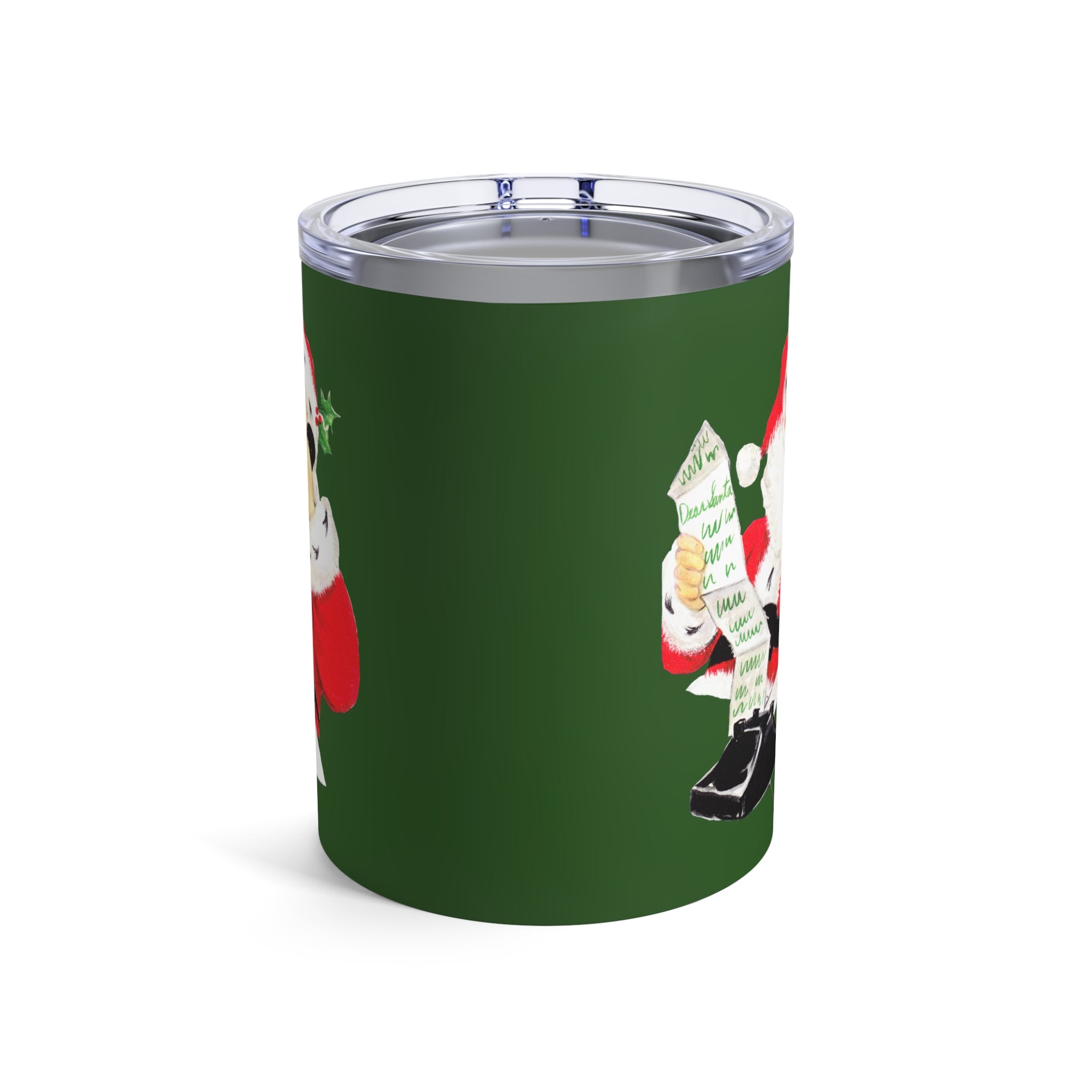Santa Checking His List On Telephone Vintage Retro Christmas Print Stainless Steel Tumbler 10oz