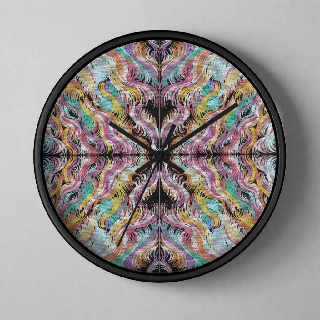 Goddess Vibes Caden Caraco Art Print Mosaic Wooden Black Silent Wall Clock