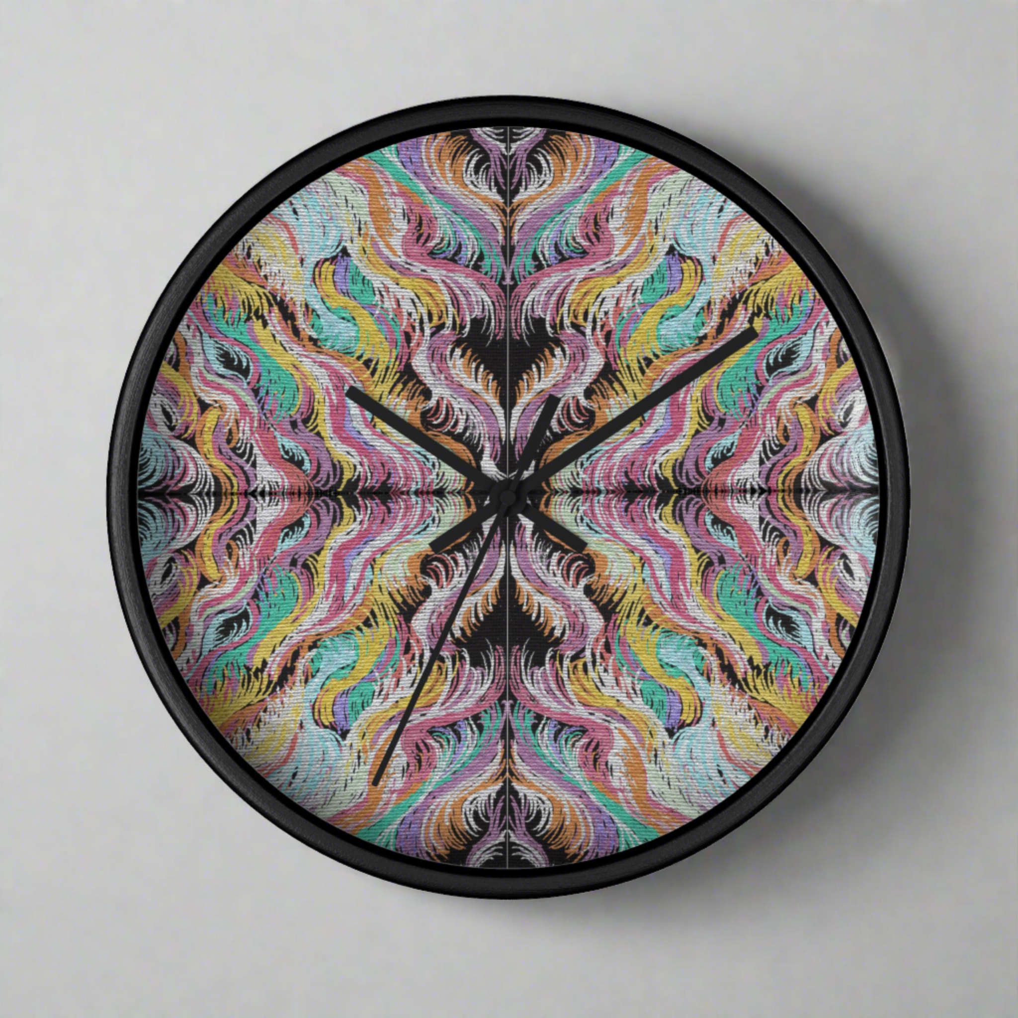 Goddess Vibes Caden Caraco Art Print Mosaic Wooden Black Silent Wall Clock