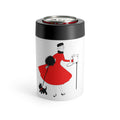 Christmas Lady With Black Scottie Dog At Mailbox Mid Century Retro Christmas Print Stainless Steel Can Holder