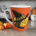 Halloween Witch Orange Retro Halloween Print Latte Mug