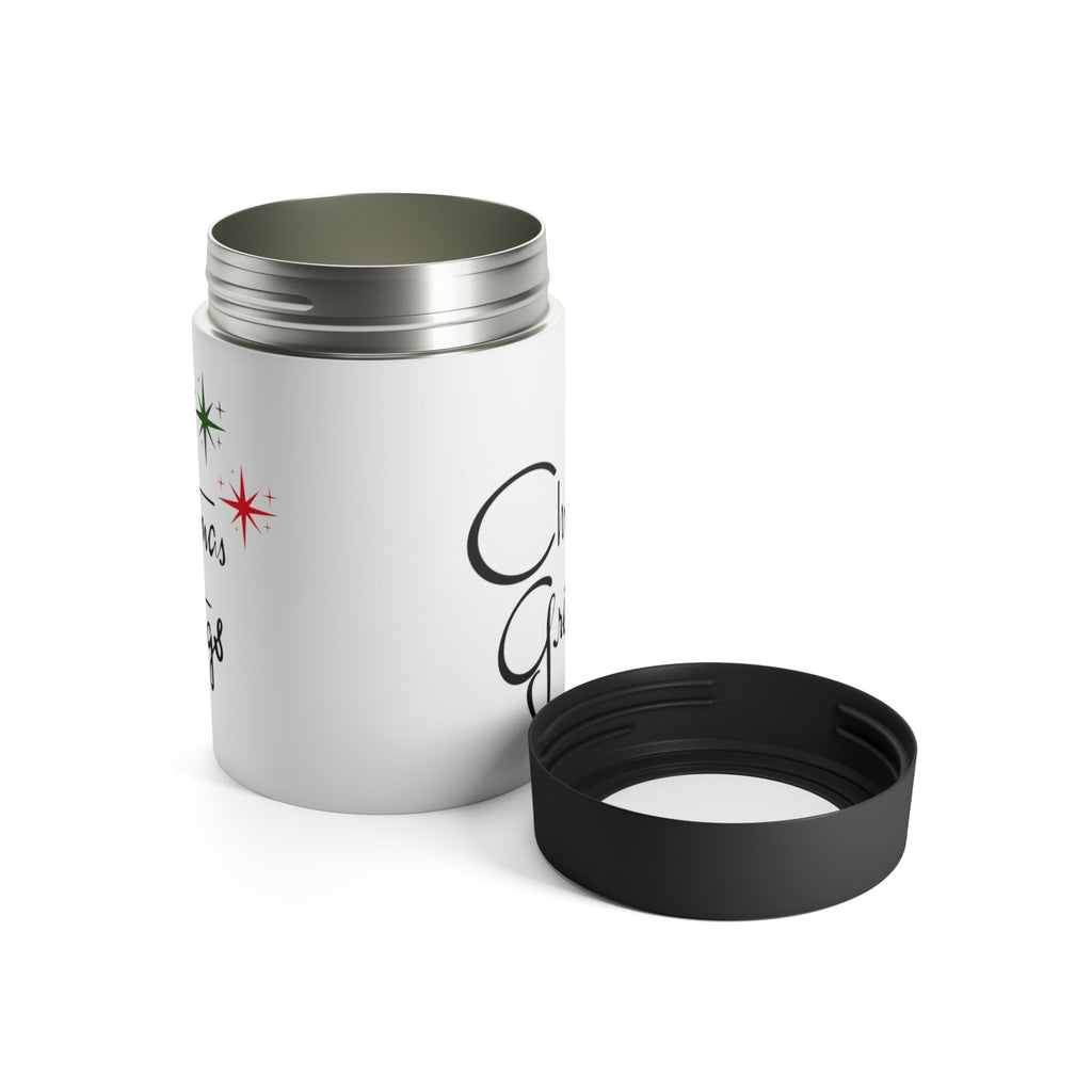 Christmas Greetings Starburst Mid Century Retro Christmas Print Stainless Steel Can Holder