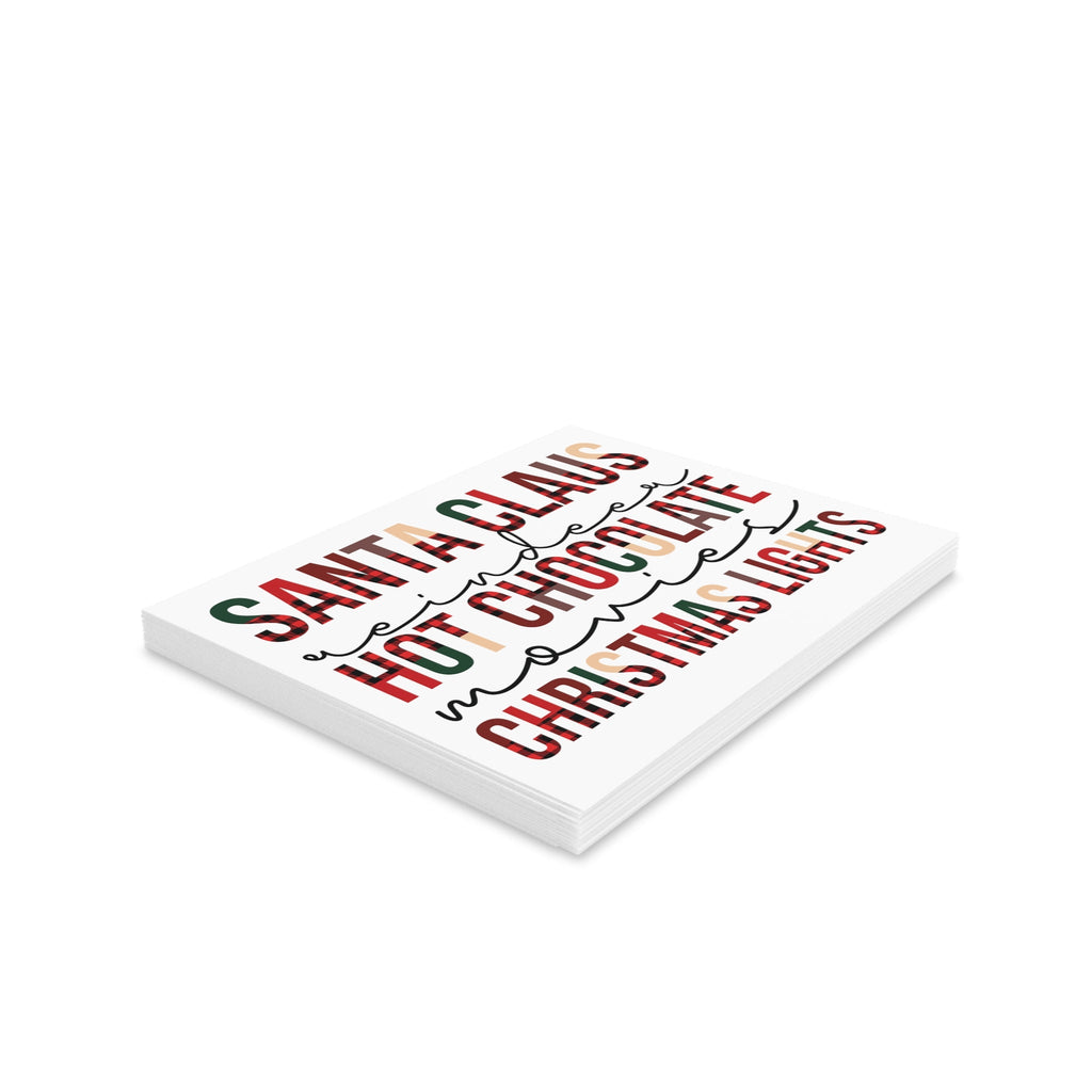 Santa Claus Reindeer Hot Chocolate Movies Christmas Lights Christmas Matte Greeting Cards (8, 16, and 24 pcs)