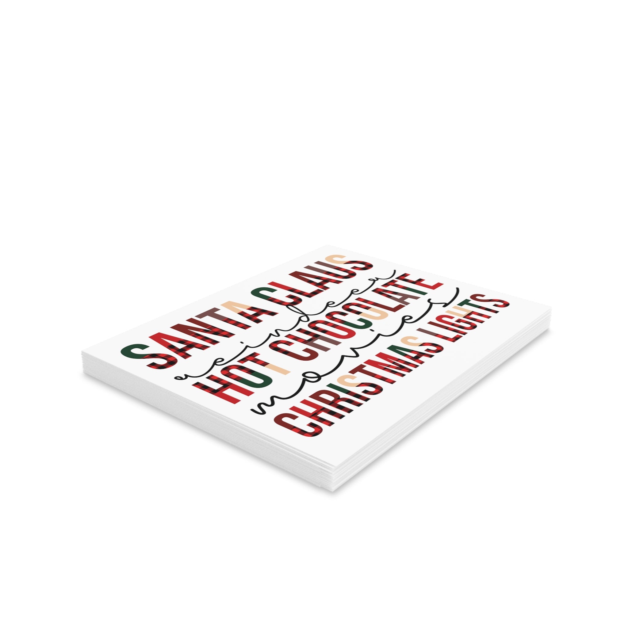 Santa Claus Reindeer Hot Chocolate Movies Christmas Lights Christmas Matte Greeting Cards (8, 16, and 24 pcs)