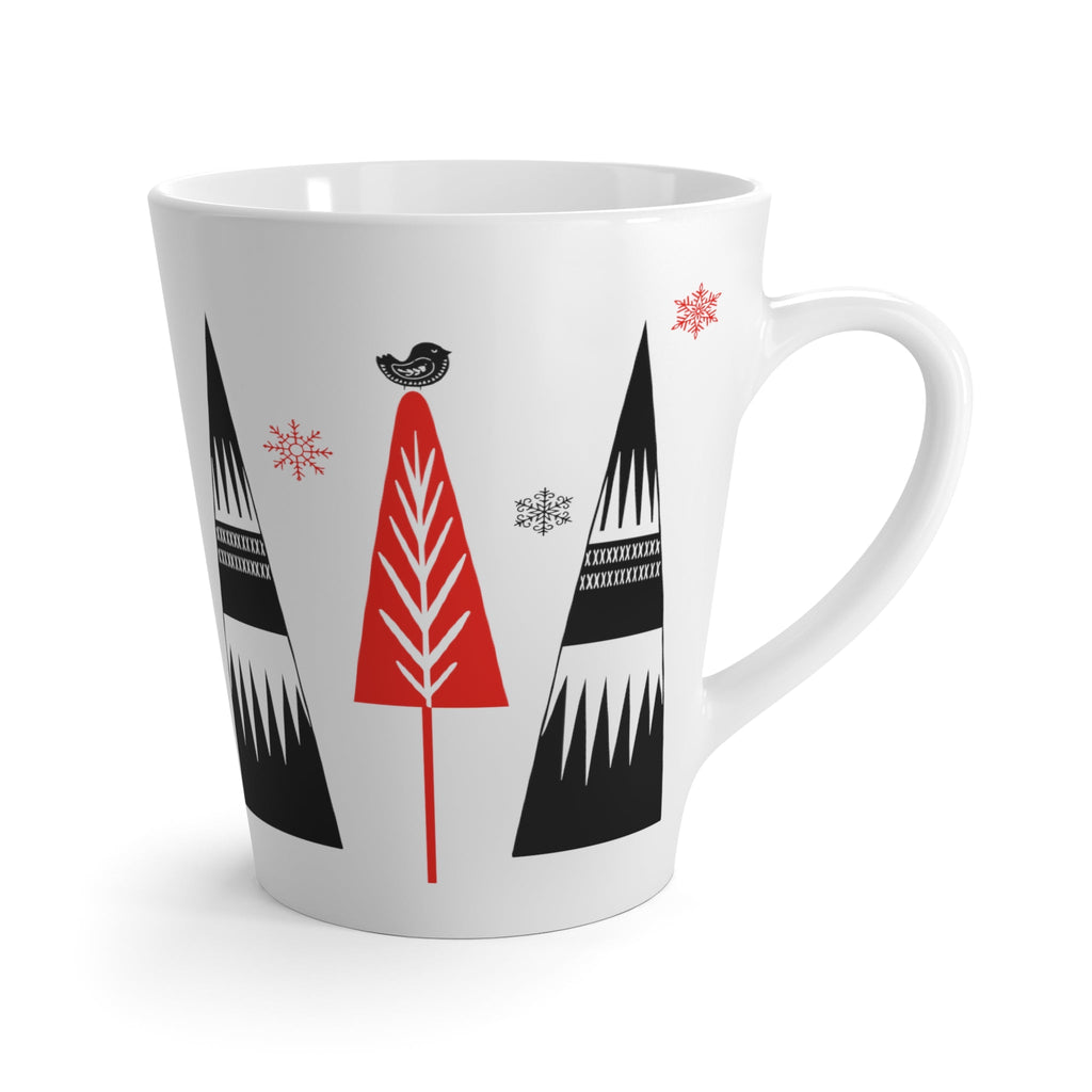 Christmas Bird And Trees Retro Christmas Print Latte Coffee Mug