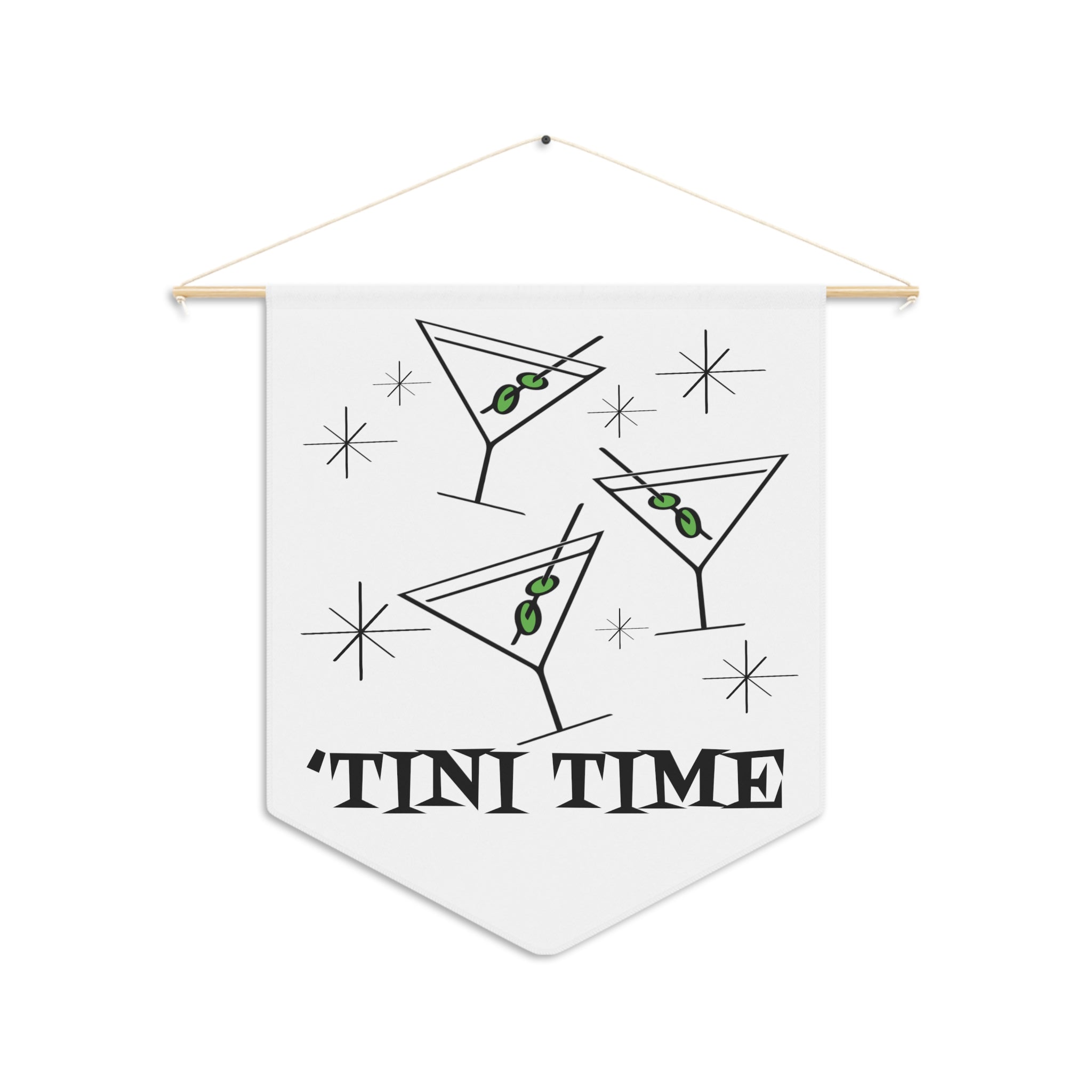 'Tini Time Martinis Cocktails Atomic Mid Century Retro Style Print Wall Hanging Banner Flag