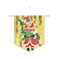 Santa With Presents And Christmas Tree Retro Christmas Print Wall Hanging Banner Flag