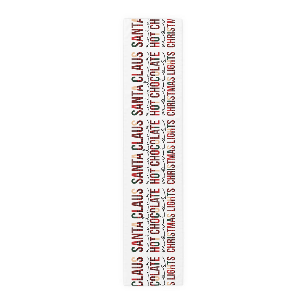 Santa Claus Reindeer Hot Chocolate Movies Christmas Lights Christmas Print Home Decor Cotton Poly Table Runner