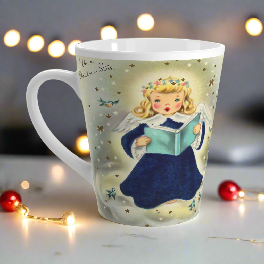Your Christmas Star Angel Retro Christmas Print Latte Coffee Mug