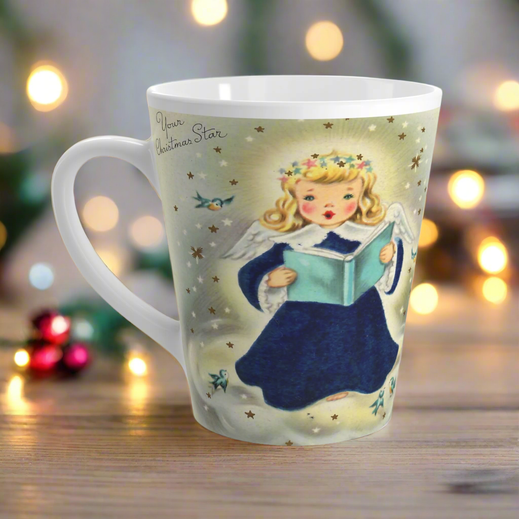 Your Christmas Star Angel Retro Christmas Print Latte Coffee Mug