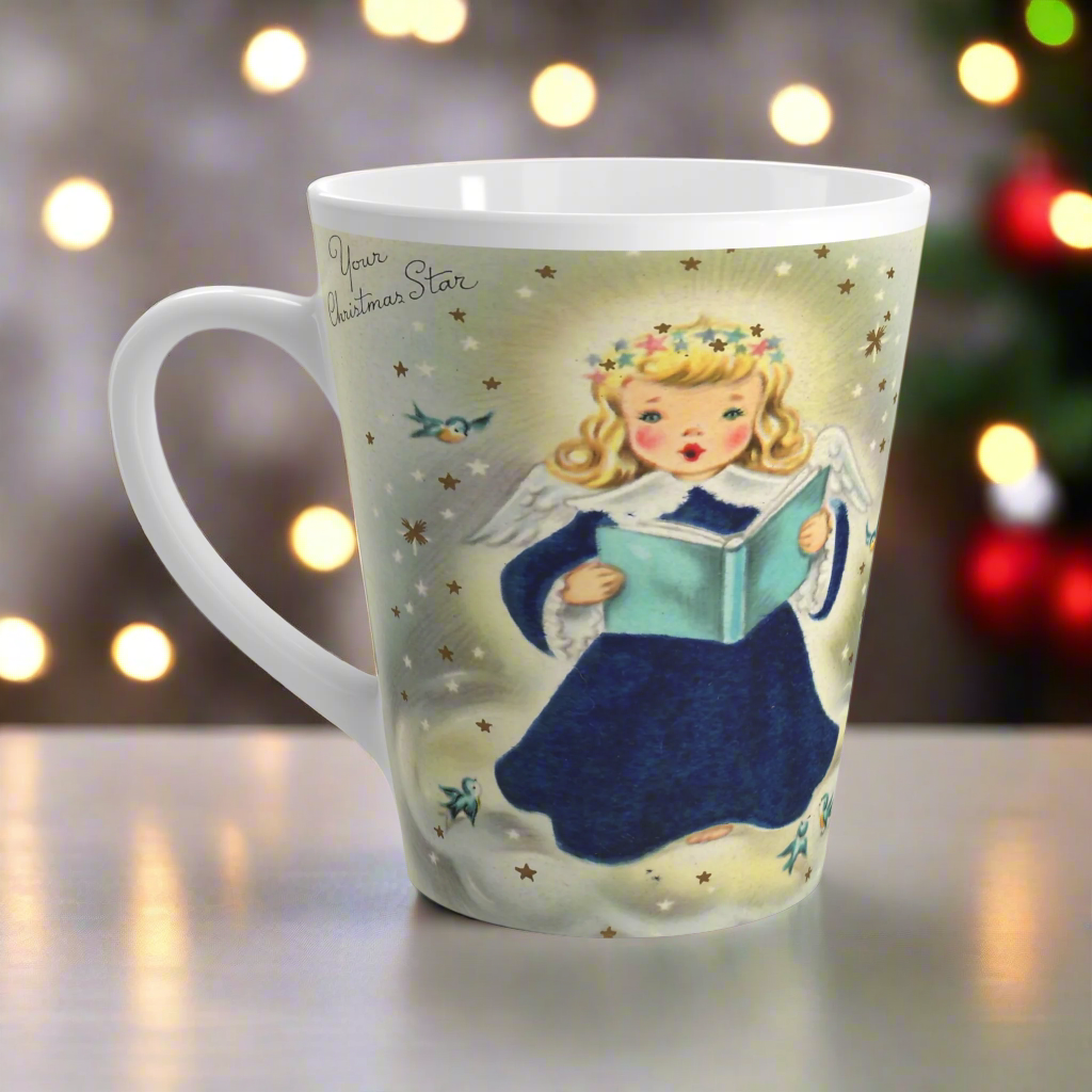 Your Christmas Star Angel Retro Christmas Print Latte Coffee Mug