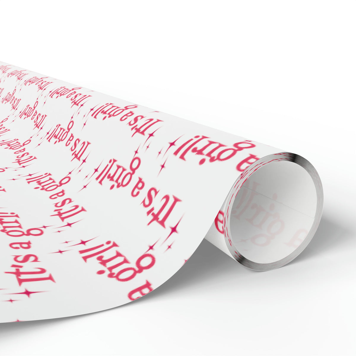 It's A Girl Starburst Atomic Retro Style Baby Shower Gift Wrap Paper - Glossy Or Matte