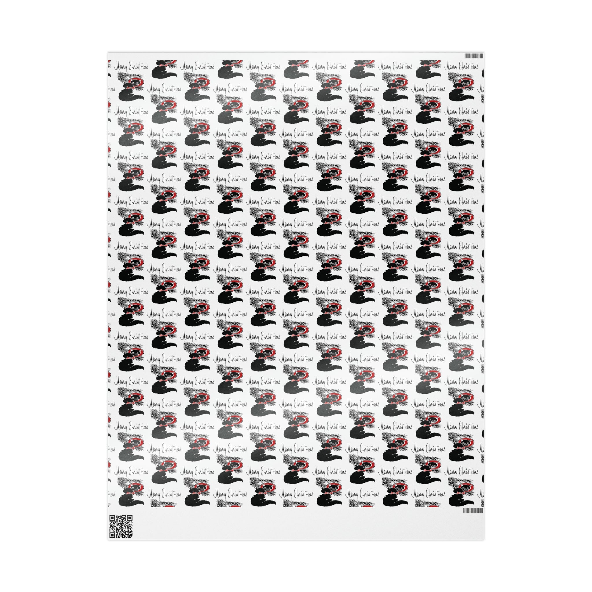 Merry Christmas Black Cat Looking At Christmas Ornament Mid Century Retro Christmas Print Holiday Gift Wrap Paper - Glossy Or Matte
