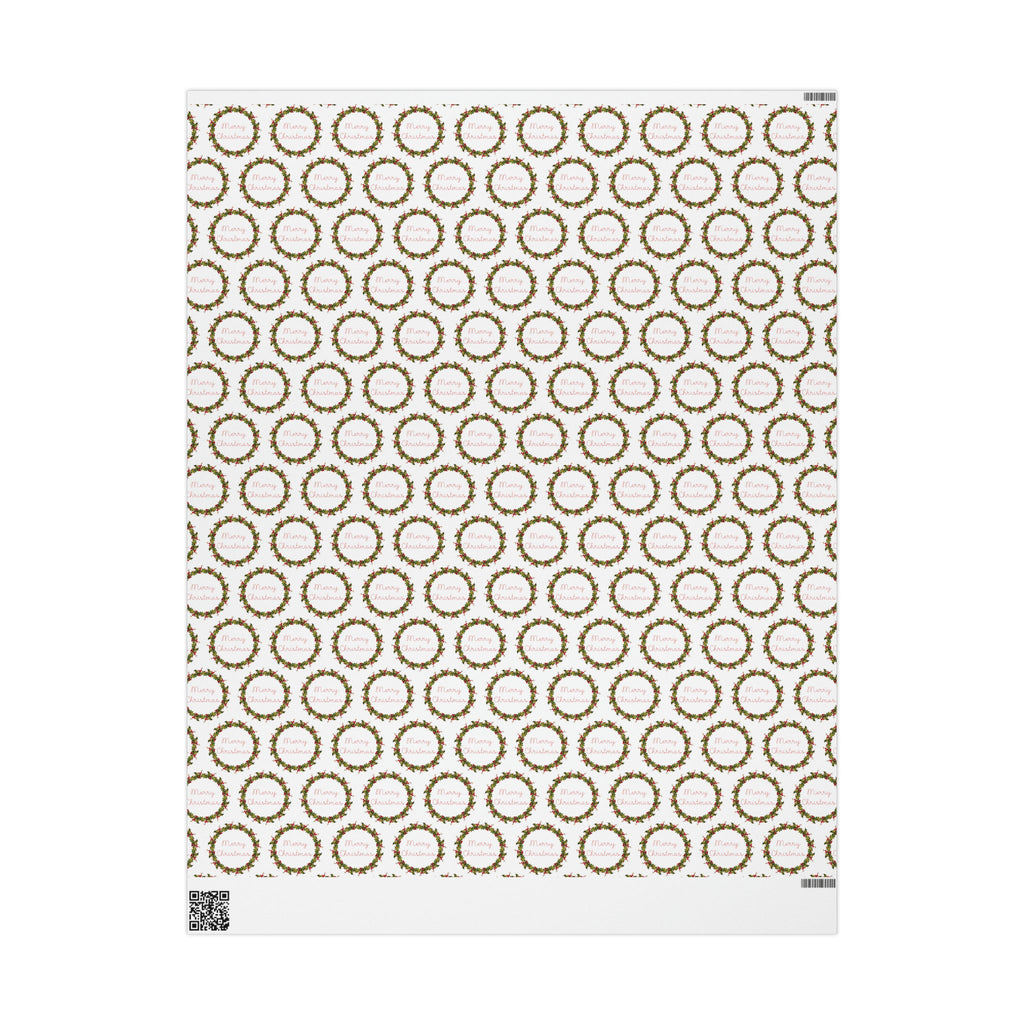 Merry Christmas Wreath Retro Christmas Print Holiday Gift Wrap Paper - Glossy Or Matte