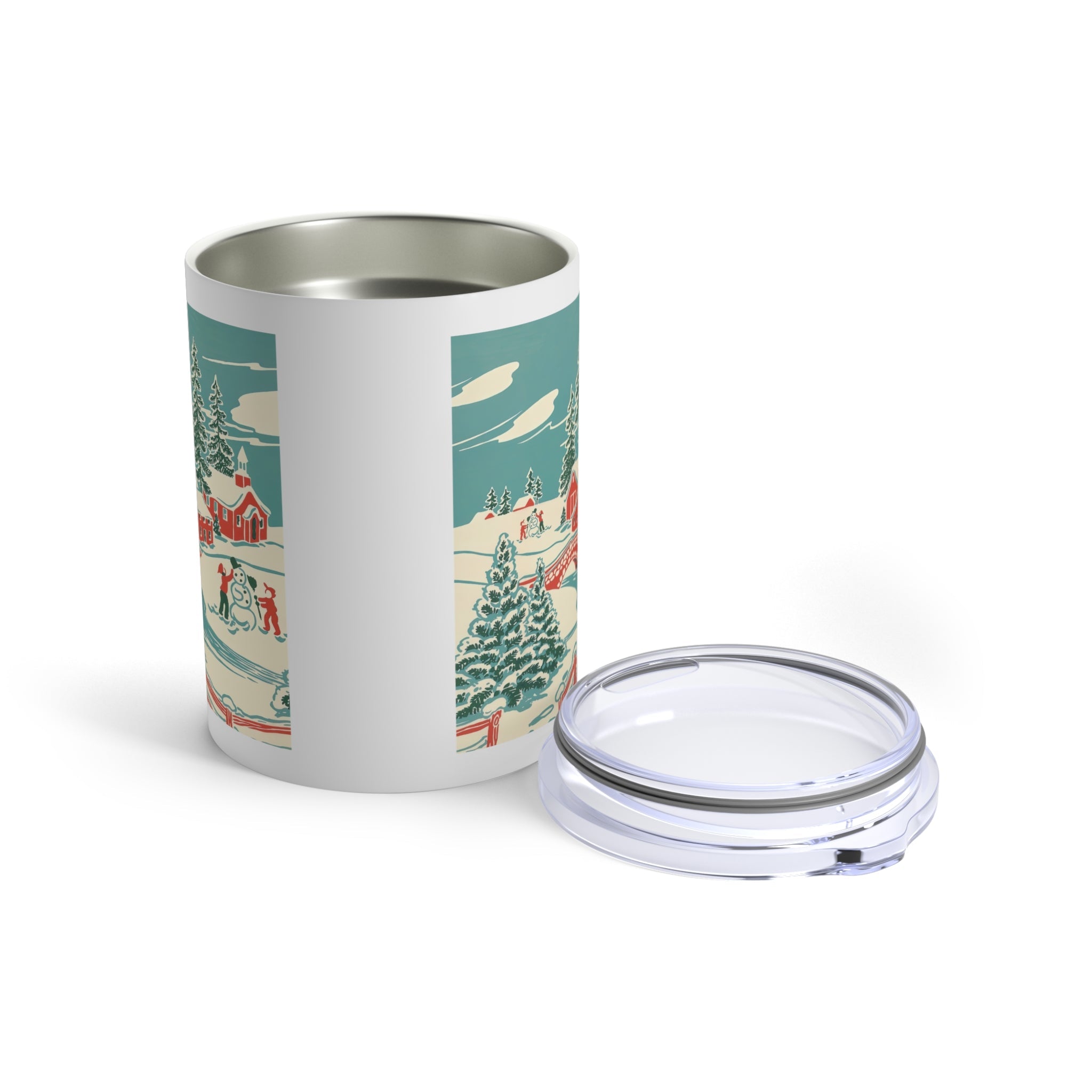Winter Village Town Retro Christmas Print Stainless Steel Tumbler 10oz