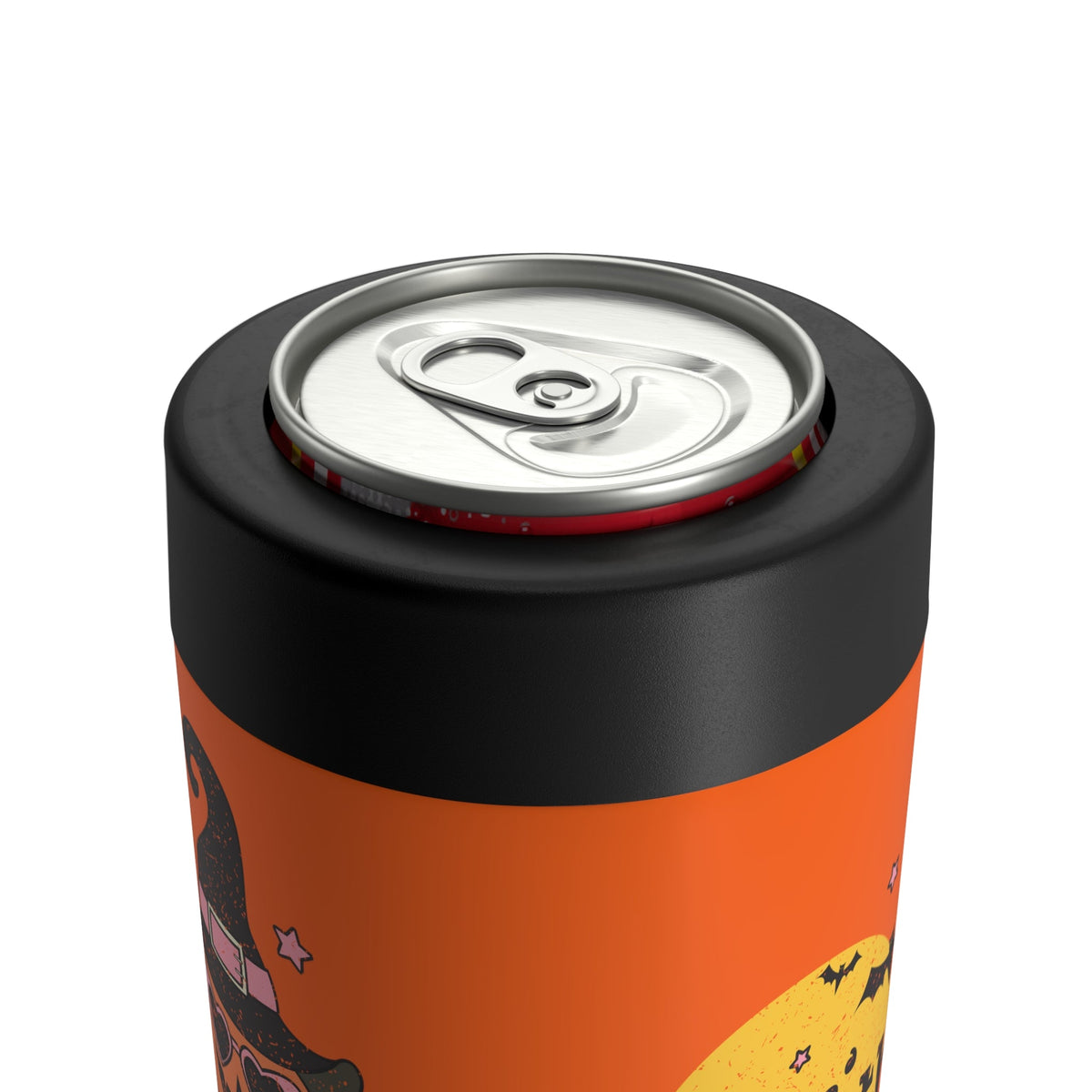 Tis The Season Pumpkin Witch Distressed Print Halloween Lined Stainless Steel Can Holder