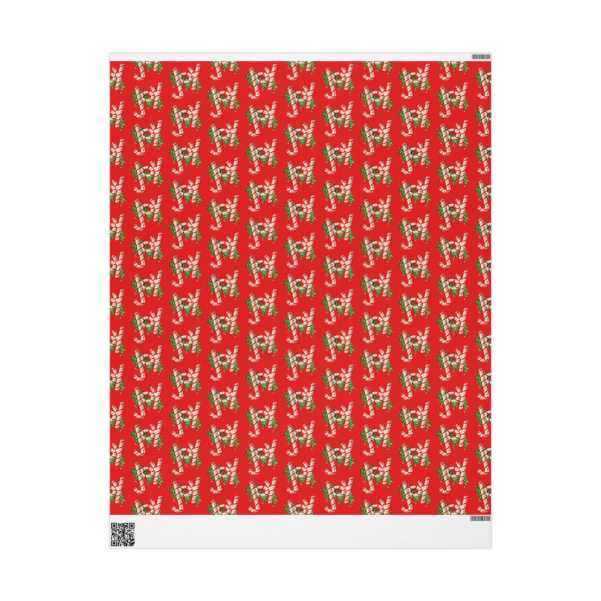 Joy Candy Canes Retro Christmas Holiday Gift Wrap Paper - Glossy Or Matte