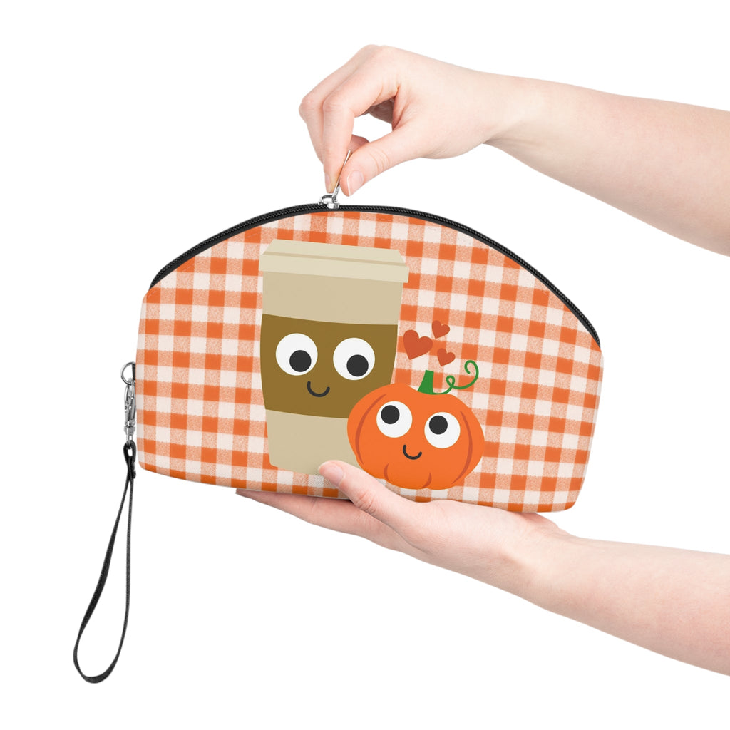 Pumpkin Spice Love Fall Autumn Travel Cosmetic Makeup Bag