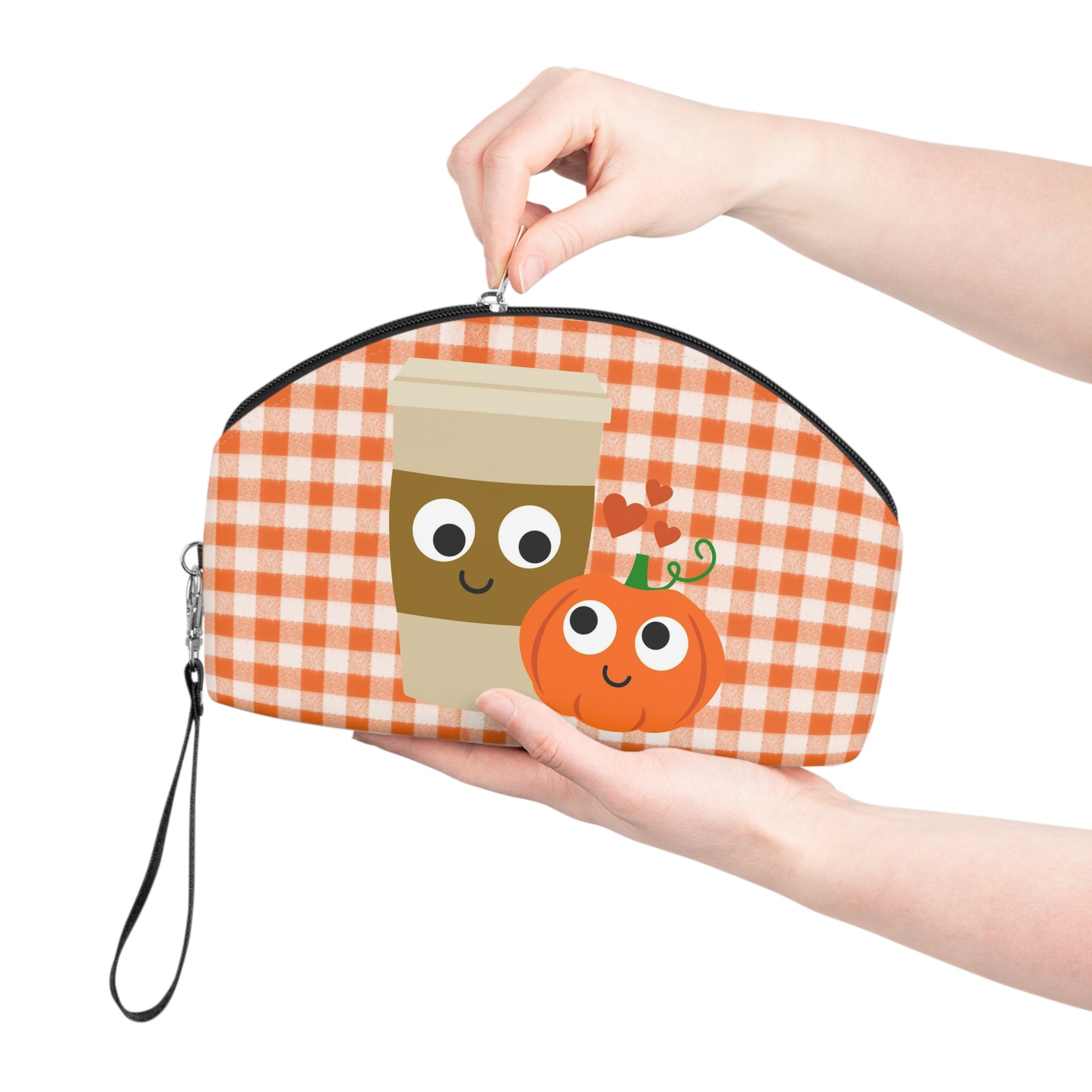 Pumpkin Spice Love Fall Autumn Travel Cosmetic Makeup Bag