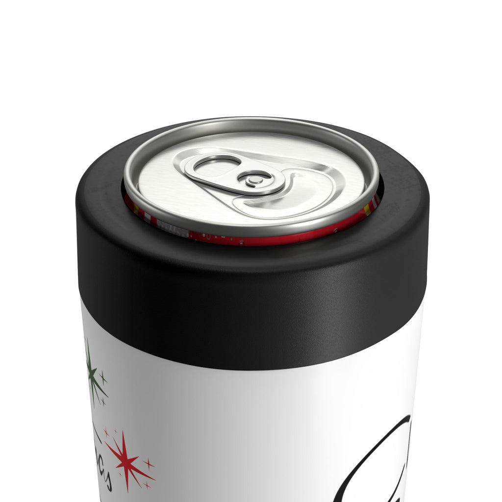Christmas Greetings Starburst Mid Century Retro Christmas Print Stainless Steel Can Holder