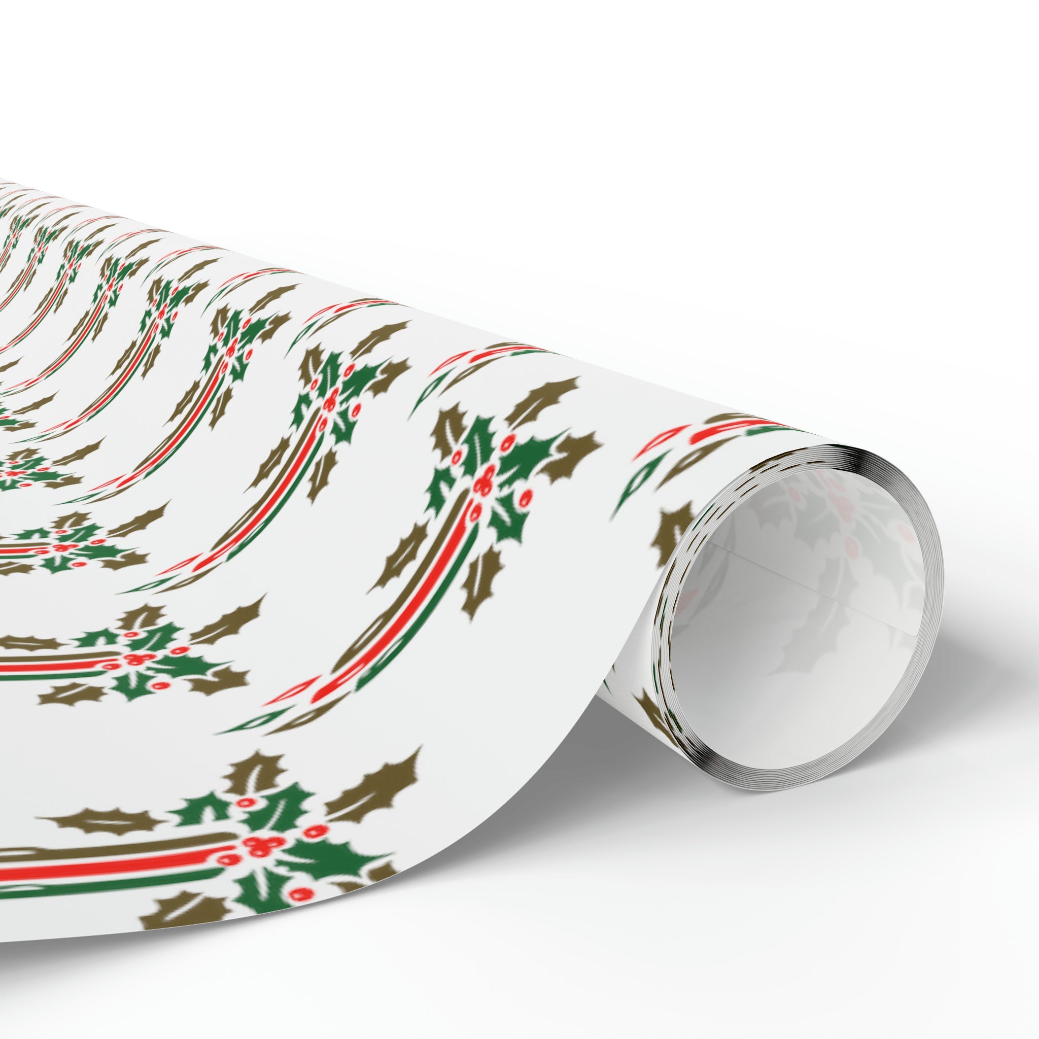 Christmas Candles With Holly Mid Century Retro Christmas Print Holiday Gift Wrap Paper - Glossy Or Matte
