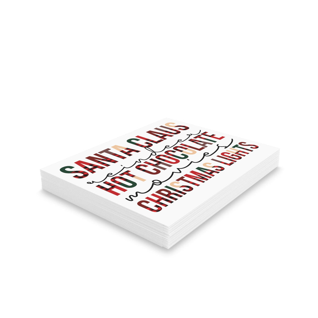 Santa Claus Reindeer Hot Chocolate Movies Christmas Lights Christmas Matte Greeting Cards (8, 16, and 24 pcs)