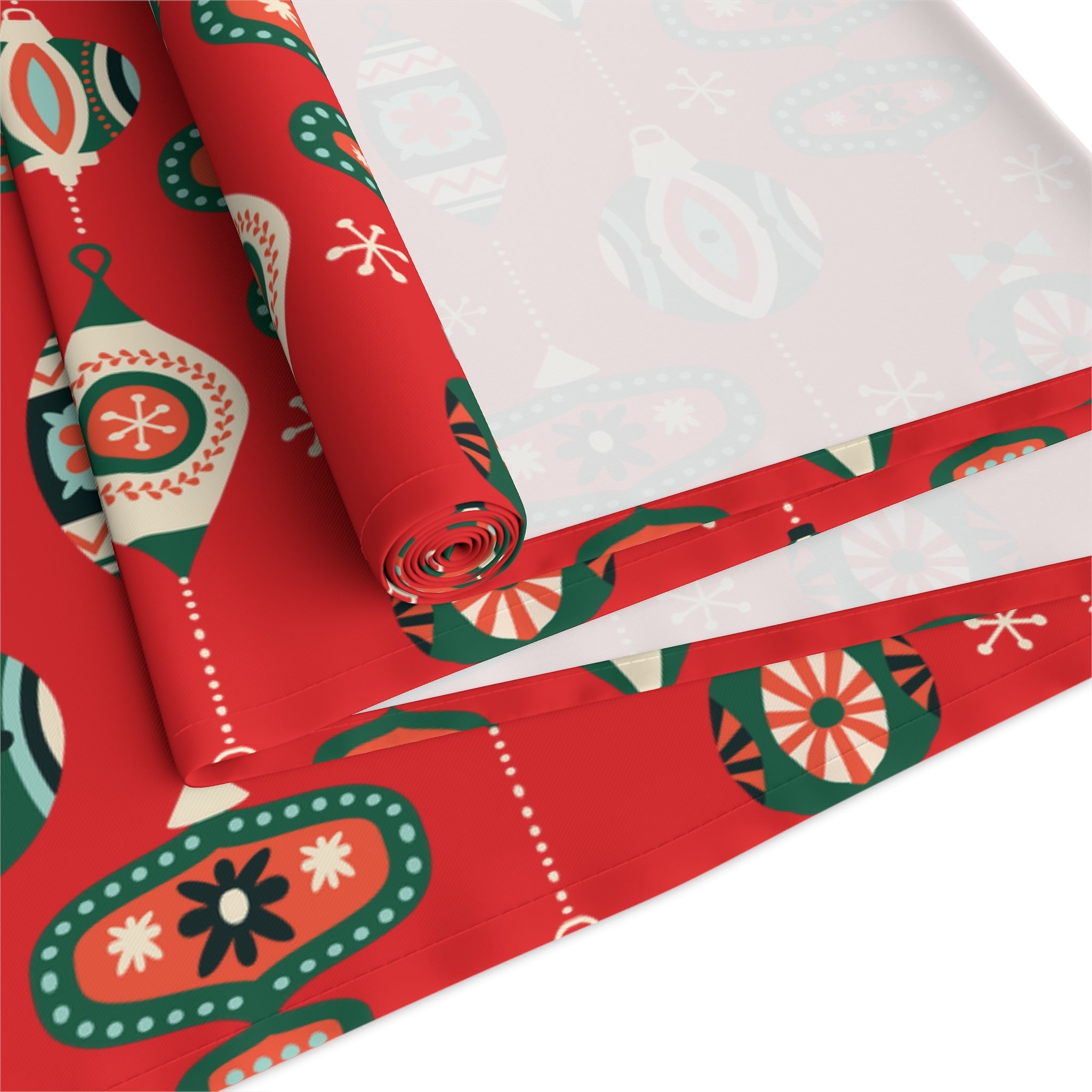 Atomic Christmas Ornaments Mid Century Retro Style Christmas Table Runner