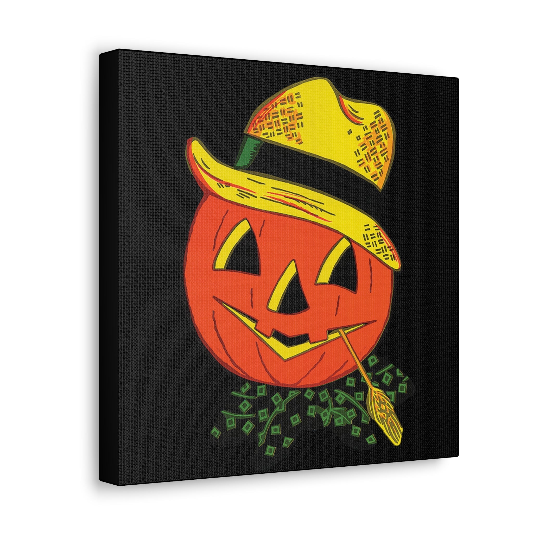 Halloween Scarecrow Retro Halloween Decor Print Canvas Gallery Wrap