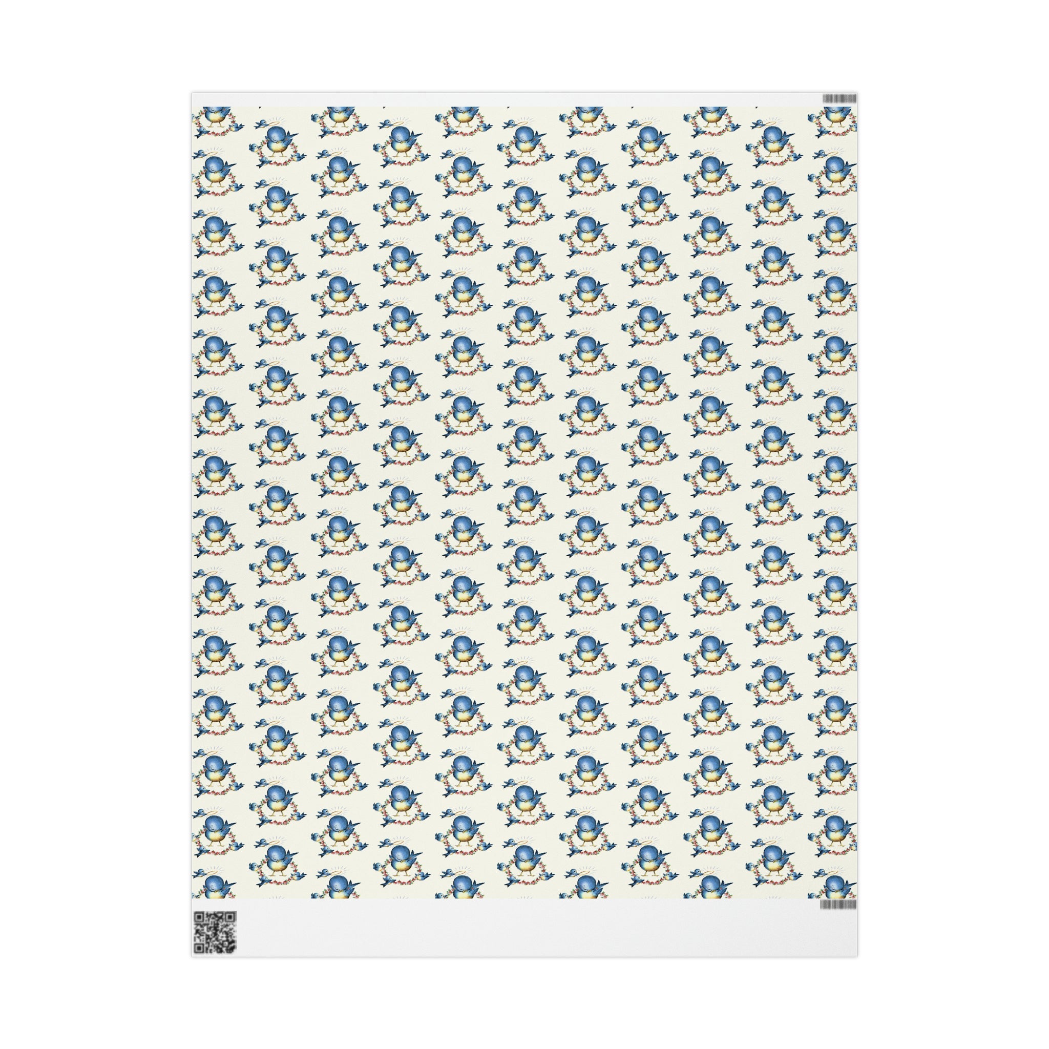 Mama Bluebird With Babies Retro Mother's Day Print Holiday Gift Wrap Paper - Glossy Or Matte