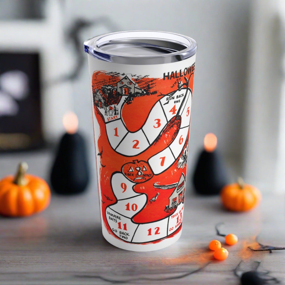 Halloween Party Board Game Retro Halloween Print Stainless Steel Tumbler 20oz