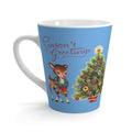 Reindeer Season's Greetings Blue Mid Century Retro Christmas Print Latte Mug