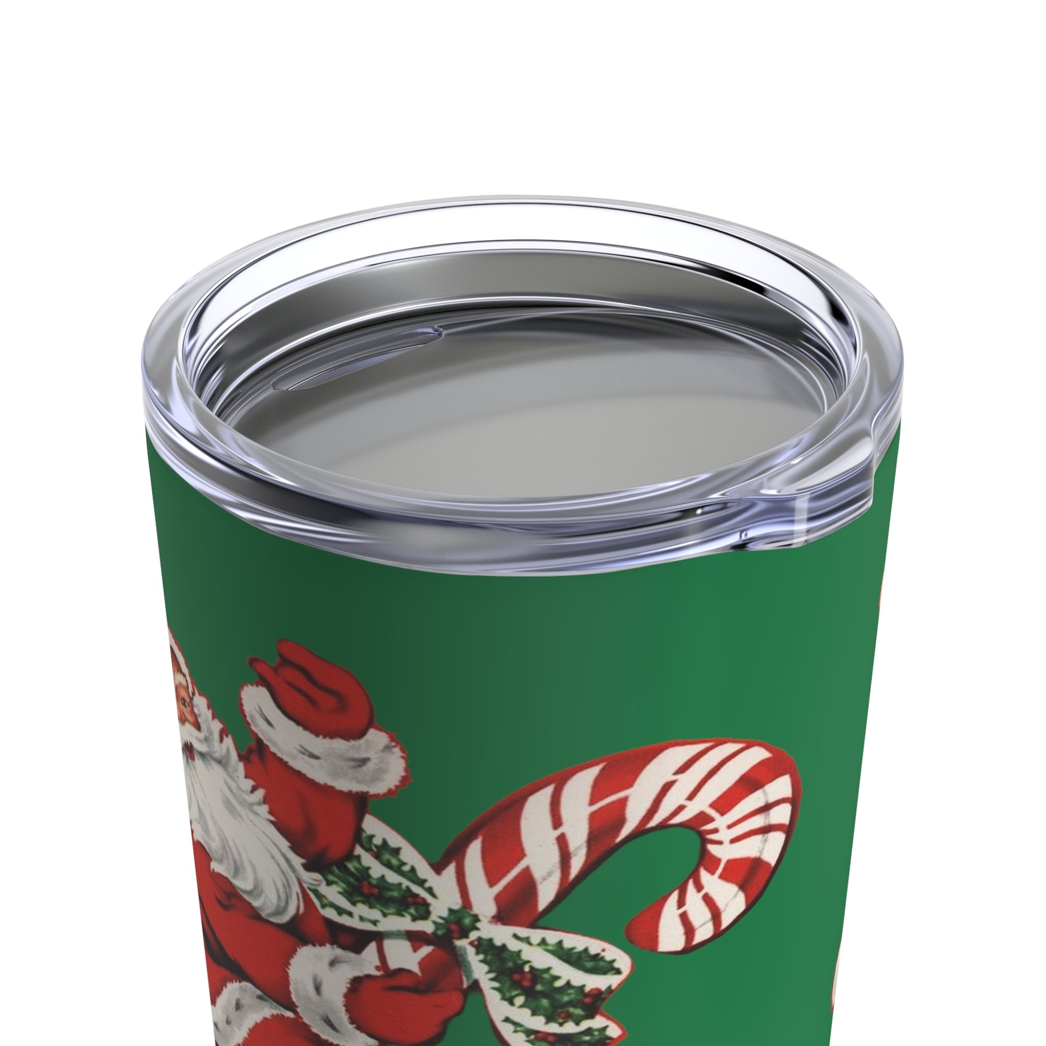 Hi Santa Candy Cane Retro Christmas Green Print Stainless Steel Tumbler 20oz