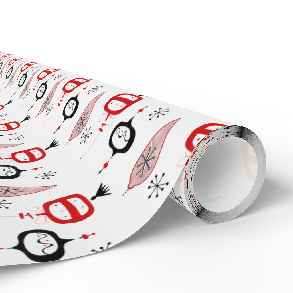 Retro Christmas Ornaments Mid Century Retro Christmas Print Holiday Gift Wrap Paper - Glossy Or Matte