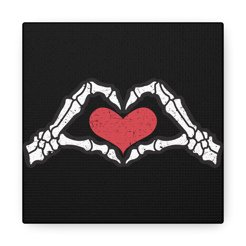 Skeleton Heart Hands Distressed Style Print Canvas Gallery Wrap