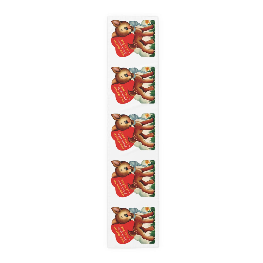 Retro Deer Valentine Table Runner - Adorable Print in Natural Cotton or Quick-Dry Polyester - 16"x72" or 16"x90" Sizes
