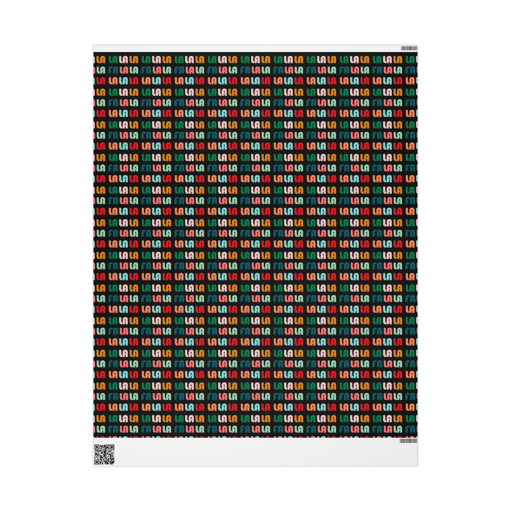 Fa La La La Black Retro Style Christmas Print Holiday Gift Wrap Paper - Glossy Or Matte