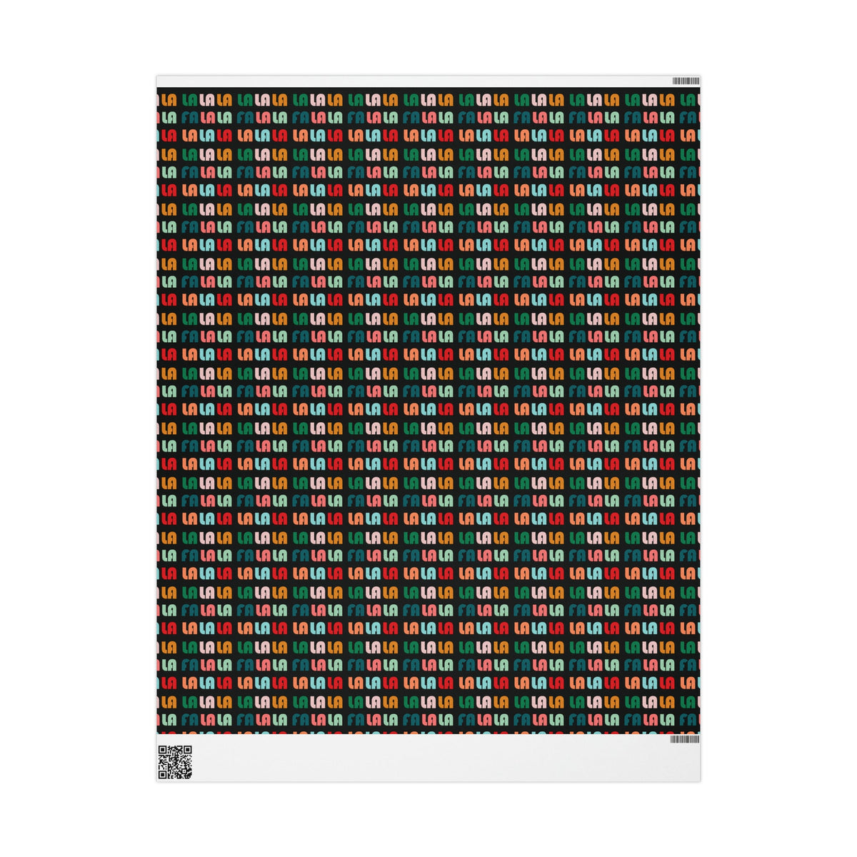 Fa La La La Black Retro Style Christmas Print Holiday Gift Wrap Paper - Glossy Or Matte