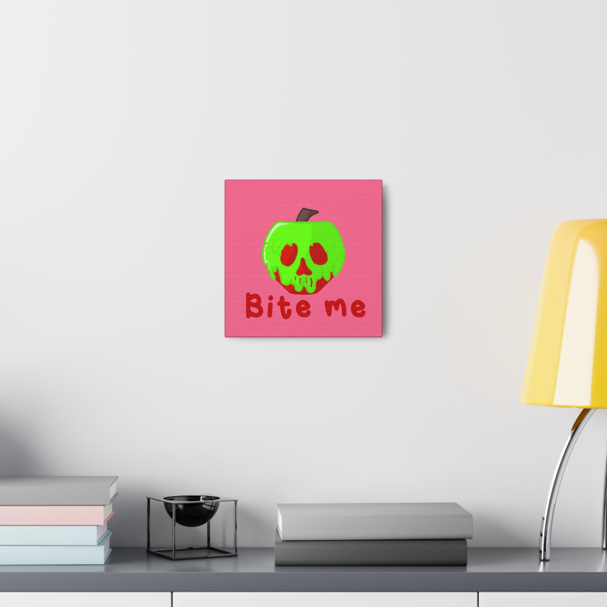 Bite Me Poison Apple Halloween Canvas Gallery Wraps - Pink