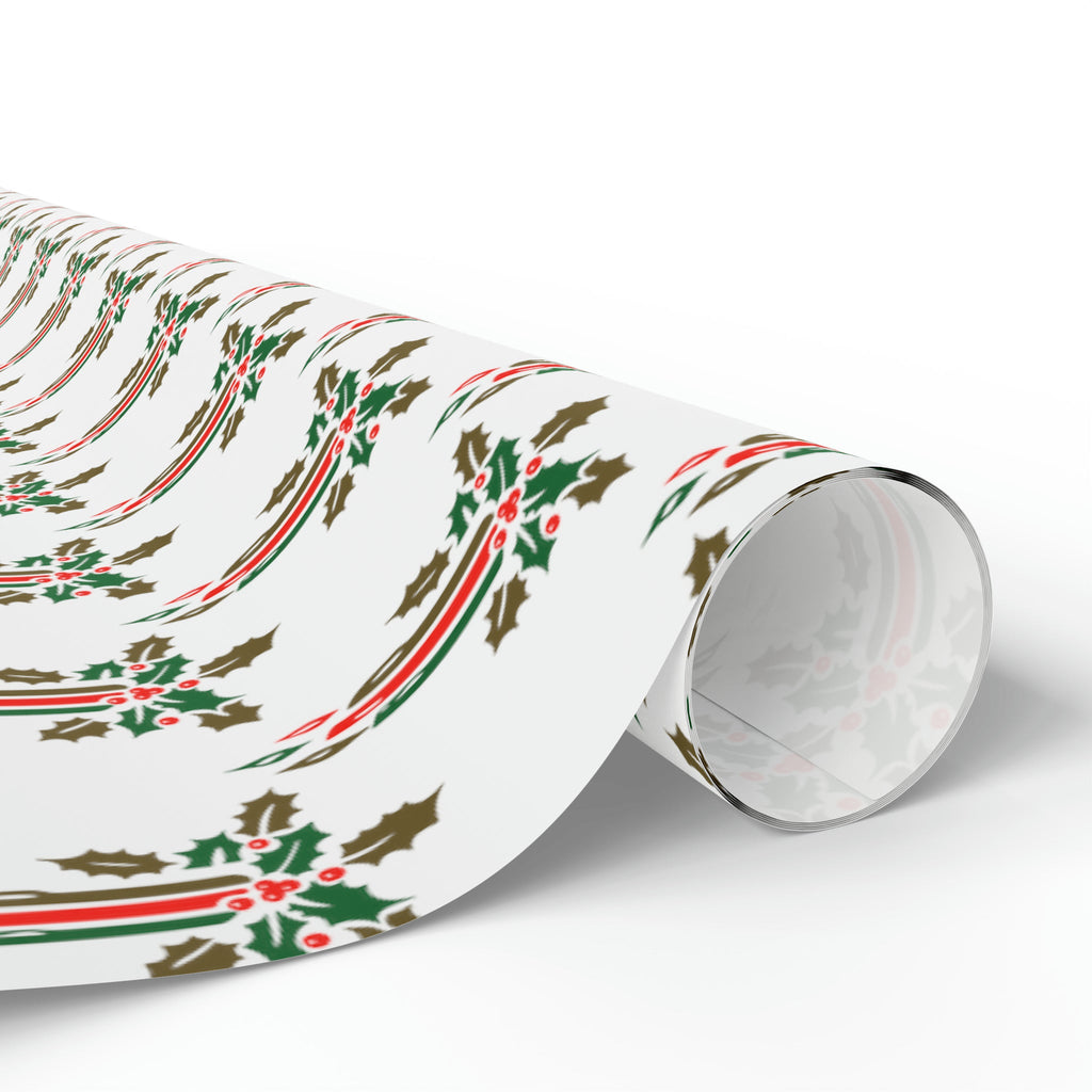 Christmas Candles With Holly Mid Century Retro Christmas Print Holiday Gift Wrap Paper - Glossy Or Matte
